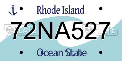 72NA527 Rhode Island License Plate