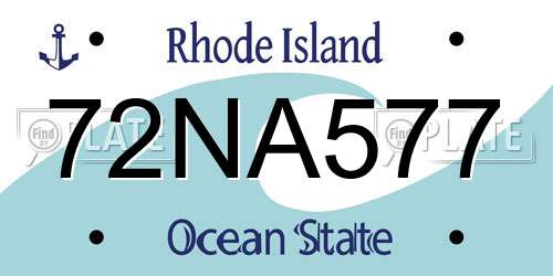 72NA577 Rhode Island License Plate