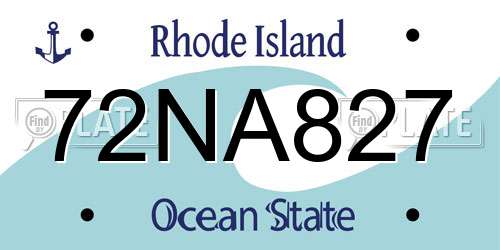 72NA827 Rhode Island License Plate