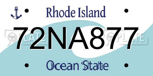 72NA877 Rhode Island License Plate