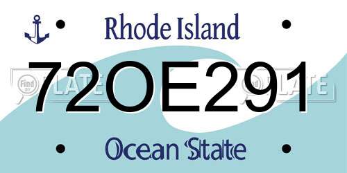 72OE291 Rhode Island License Plate