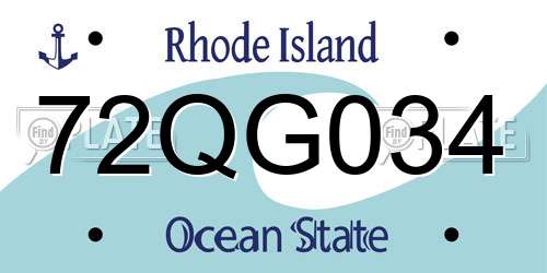 72QG034 Rhode Island License Plate