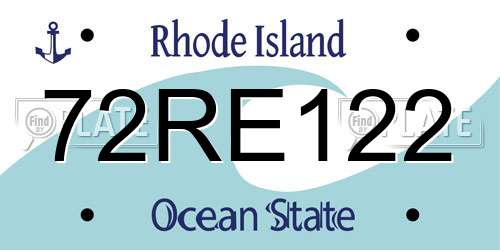 72RE122 Rhode Island License Plate