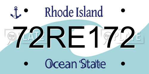 72RE172 Rhode Island License Plate