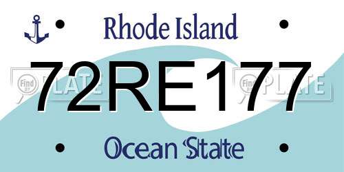 72RE177 Rhode Island License Plate