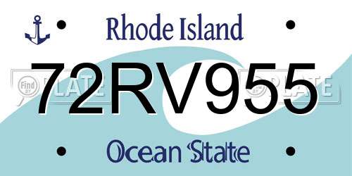 72RV955 Rhode Island License Plate