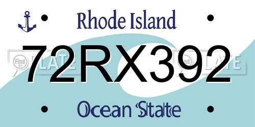 72RX392 Rhode Island License Plate