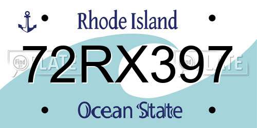 72RX397 Rhode Island License Plate