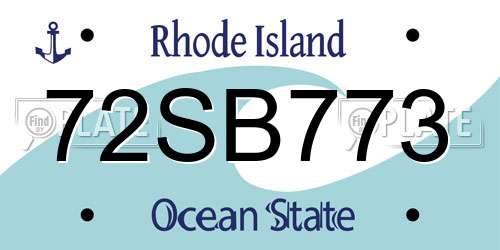 72SB773 Rhode Island License Plate