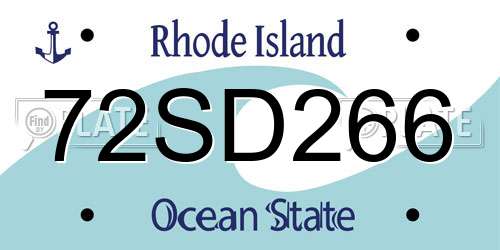 72SD266 Rhode Island License Plate