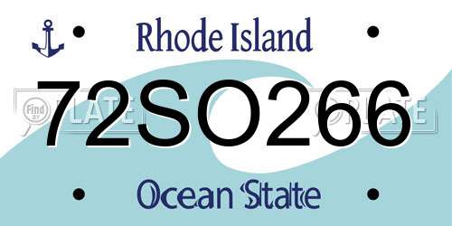72SO266 Rhode Island License Plate