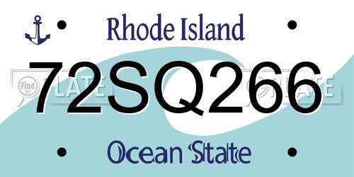 72SQ266 Rhode Island License Plate
