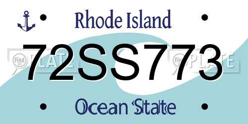 72SS773 Rhode Island License Plate