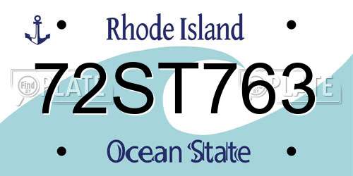 72ST763 Rhode Island License Plate