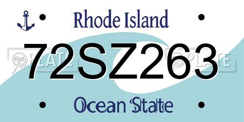 72SZ263 Rhode Island License Plate
