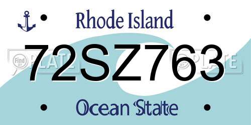 72SZ763 Rhode Island License Plate