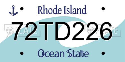 72TD226 Rhode Island License Plate