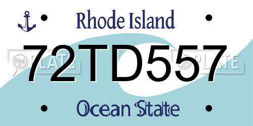 72TD557 Rhode Island License Plate