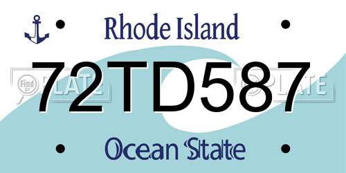 72TD587 Rhode Island License Plate
