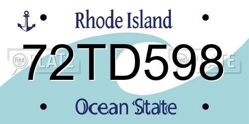 72TD598 Rhode Island License Plate