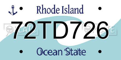 72TD726 Rhode Island License Plate