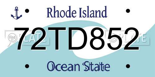 72TD852 Rhode Island License Plate