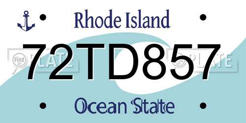 72TD857 Rhode Island License Plate