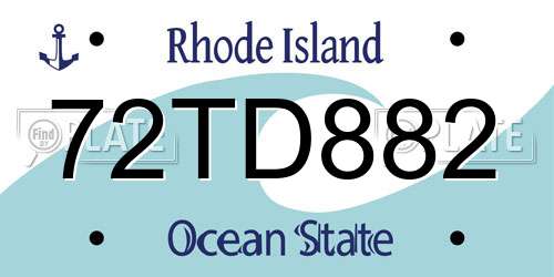 72TD882 Rhode Island License Plate