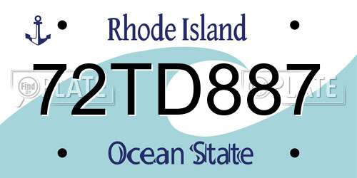72TD887 Rhode Island License Plate