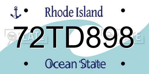 72TD898 Rhode Island License Plate