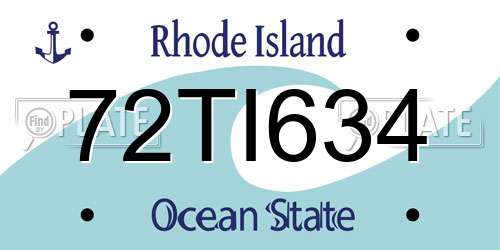 72TI634 Rhode Island License Plate
