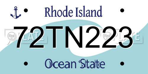 72TN223 Rhode Island License Plate