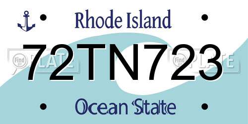 72TN723 Rhode Island License Plate