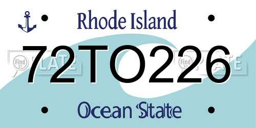 72TO226 Rhode Island License Plate