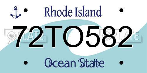 72TO582 Rhode Island License Plate