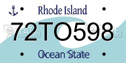 72TO598 Rhode Island License Plate
