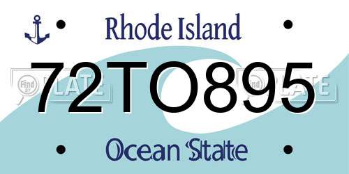72TO895 Rhode Island License Plate