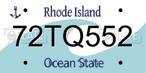 72TQ552 Rhode Island License Plate