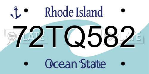 72TQ582 Rhode Island License Plate