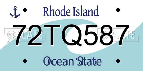72TQ587 Rhode Island License Plate
