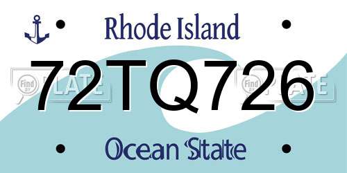 72TQ726 Rhode Island License Plate