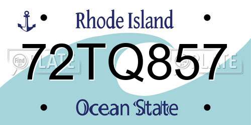 72TQ857 Rhode Island License Plate