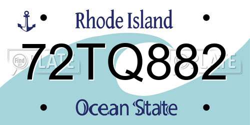 72TQ882 Rhode Island License Plate