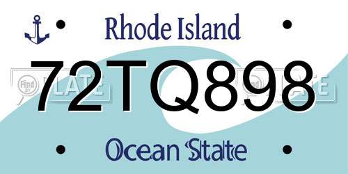 72TQ898 Rhode Island License Plate