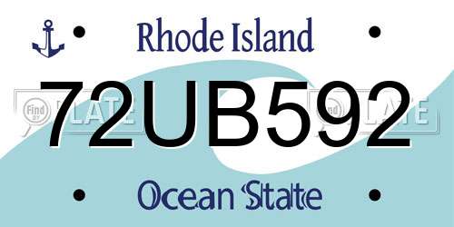 72UB592 Rhode Island License Plate