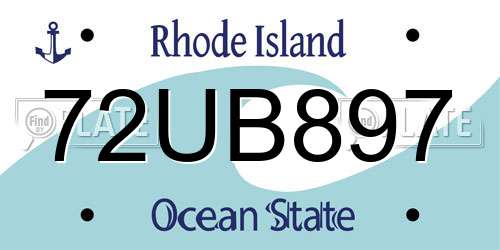 72UB897 Rhode Island License Plate