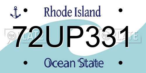72UP331 Rhode Island License Plate