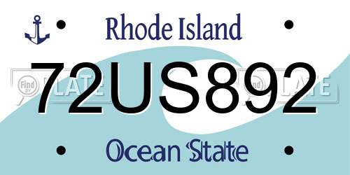 72US892 Rhode Island License Plate