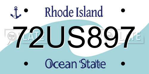 72US897 Rhode Island License Plate