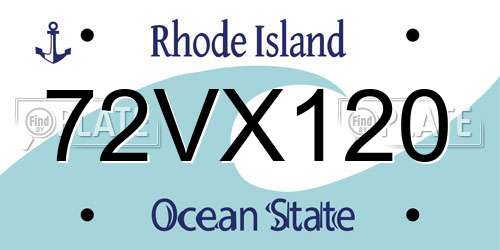 72VX120 Rhode Island License Plate